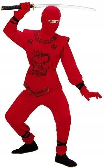 Strój Ninja Wojownik Karateka Red 128