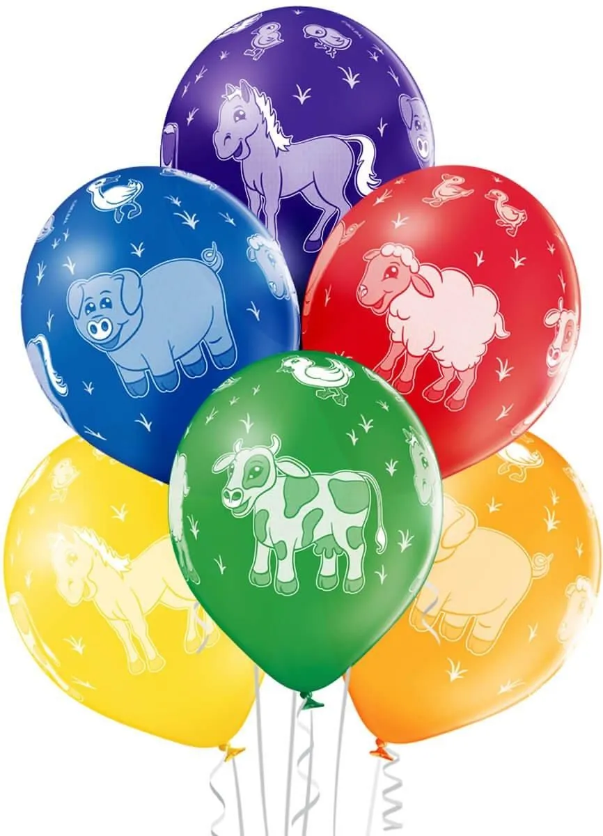 Belball Balony Z Nadrukiem Zwierzęta Hodowlane 12″ 6Szt